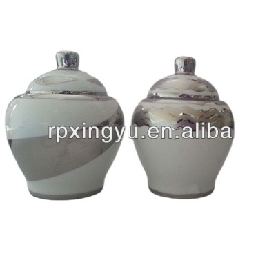 Porcelain silver sugar pot with spoon