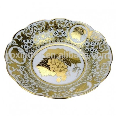 Factory price 4.5" cheap porcelain plate for tea, golden saucer, Dessert plate