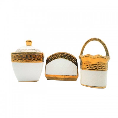 3pcs porcelain Napkin holder and sugar pot