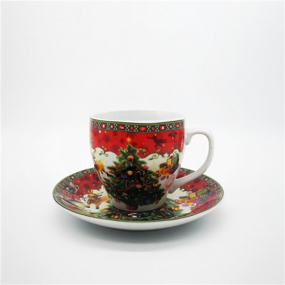 Christmas decal porcelain coffee set Cup and Saucer coffee sets tea cup