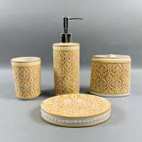 Wholesale 3D Embossed with hand-painted Ceramic bathroom set