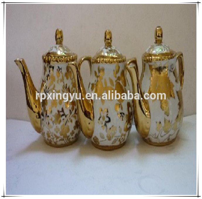 AAGrade porcelain golden coffee pot in brown color box