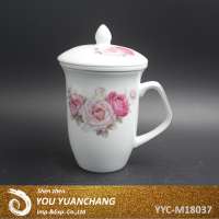 Porcelain mug with filter and lid from Raoping,Chaozhou porcelain factory