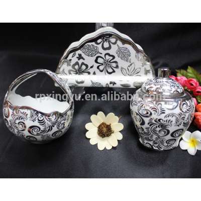 3pcs porcelain dinnerware, ceramic Napkin holder, sugar pot